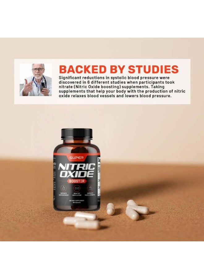 Super Nitric Oxide Booster, Support Quick recovery,Aids healthy circulation and support muscle growth - Dietary Supplements 90 Capsules  - Image 4
