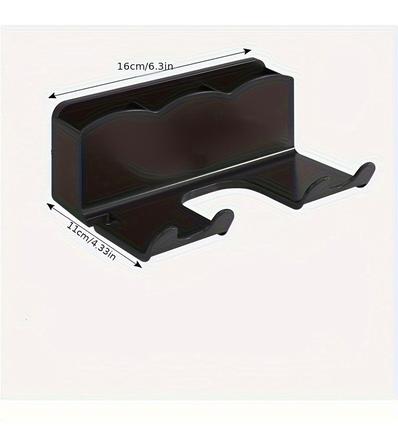 1pc White Wall Mounted Hair Dryer Bracket For Bathroom Shelves No Drilling Storage Rack - Image 3