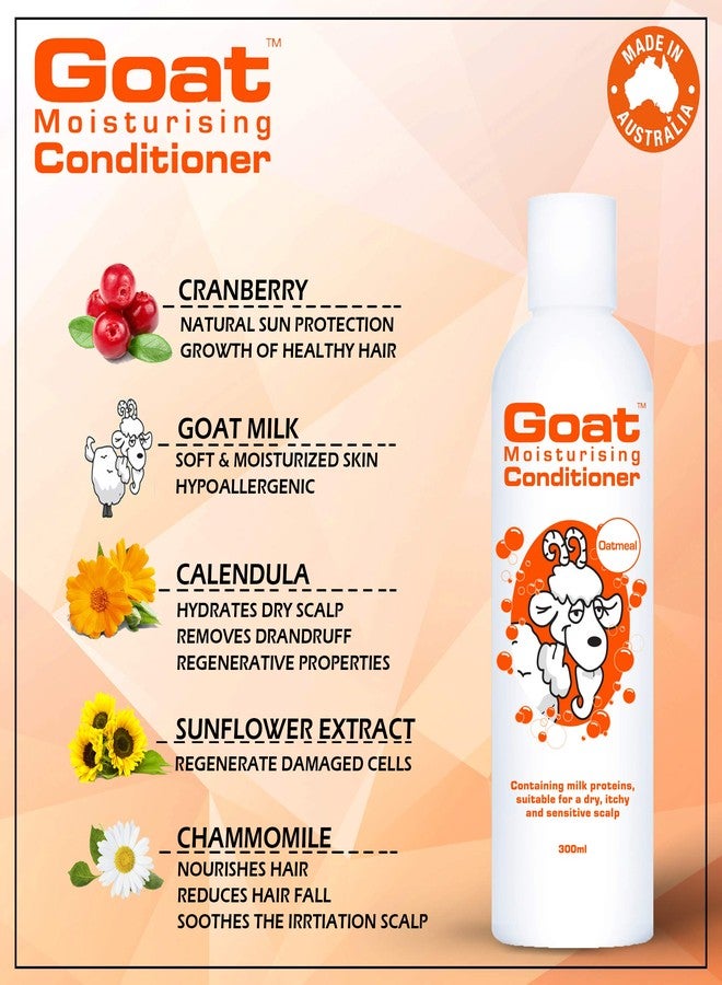 Goat Moisturizing Hair Conditioner Enriched Natural Ingredients For Soft, Vibrant And Shiny. Hair, Nourishes Scalp And Hair, Unisex Suitable For Dry, Itchy Or Sensitive Scalp 300ml Made In Australia (Oatmeal) - Image 3