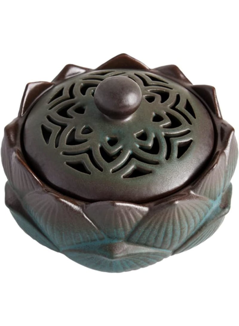 KASTWAVE Incense Holder Ceramic Lotus for Incense Cone Incense Stick and Coil Incense Set for Office Yoga and Livingroom  - Image 1