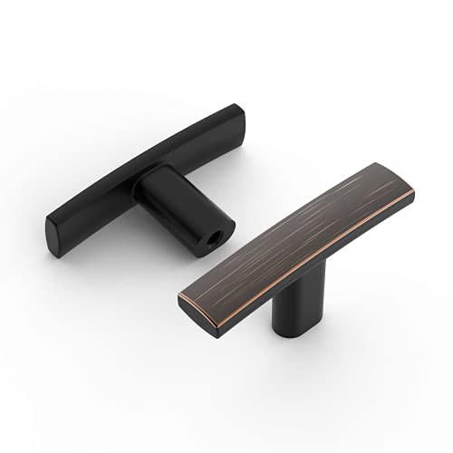 Amerdeco 10 Pack Oil Rubbed Bronze Cabinet Knobs Single Hole Cabinet Handles 2 Inch Solid Zinc Alloy Cupboard Drawer Knobs Kitchen Cabinet Knobs T Bar Hardware ZH0003ORBK - Image 1