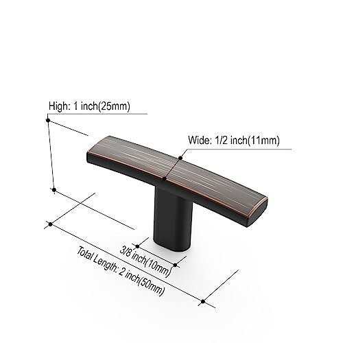 Amerdeco 10 Pack Oil Rubbed Bronze Cabinet Knobs Single Hole Cabinet Handles 2 Inch Solid Zinc Alloy Cupboard Drawer Knobs Kitchen Cabinet Knobs T Bar Hardware ZH0003ORBK - Image 5