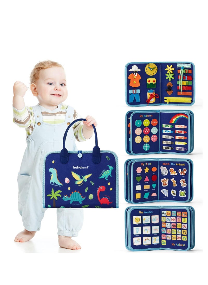 Busy Board for 1 Year Old - Montessori Toys for 2 Year Old Boy Birthday Gift - Preschool Learning Activities Toddlers 1-3 with Life Skills, Alphabet, Number, Shape, Color, Animal, Weather  34x28cm  - Image 1
