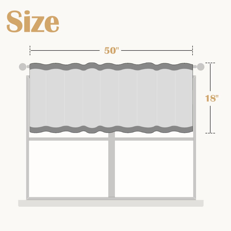 jinchan Tie Up Geometric Valance Curtain for Kitchen Living Room Ferns Leaf Print Light Filtering Adjustable Thermal Insulated Window Curtains 18 Inch Rod Pocket 1 Panel Blue on Beige - Image 2