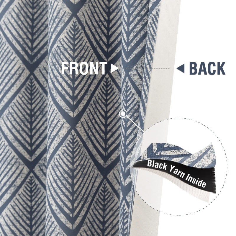 jinchan Tie Up Geometric Valance Curtain for Kitchen Living Room Ferns Leaf Print Light Filtering Adjustable Thermal Insulated Window Curtains 18 Inch Rod Pocket 1 Panel Blue on Beige - Image 5