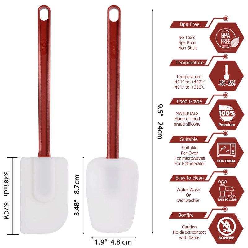 heffiso Silicone Rubber Spatula Set Of 3  High Heat  Commercial (2 Spoonula + 1 Scraper  9.5 Inches) - Image 2