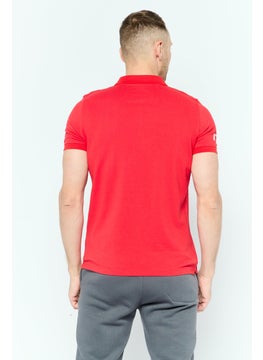 Scuderia Ferrari Men Regular Fit Brand Logo Short Sleeves Polo Shirt, Red Combo  - Image 4