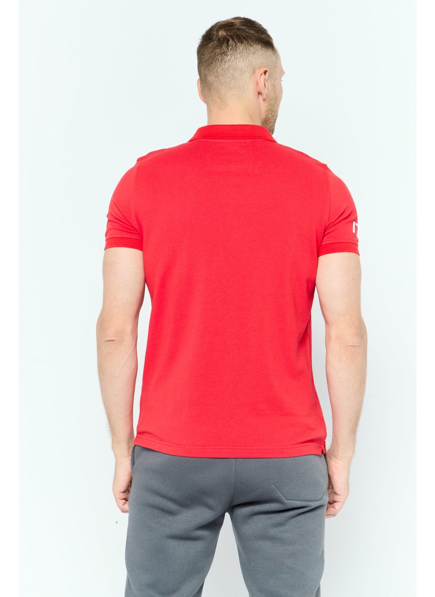 Scuderia Ferrari Men Regular Fit Brand Logo Short Sleeves Polo Shirt, Red Combo  - Image 4