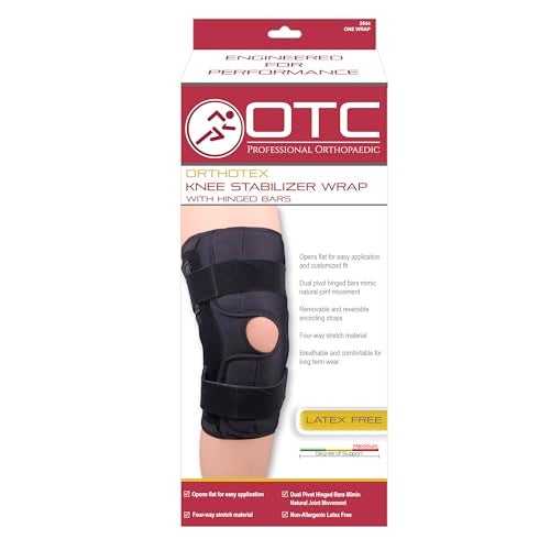 OTC Knee Stabilizer Wrap, Hinged Bars, Orthotex, Black, Small - Image 5