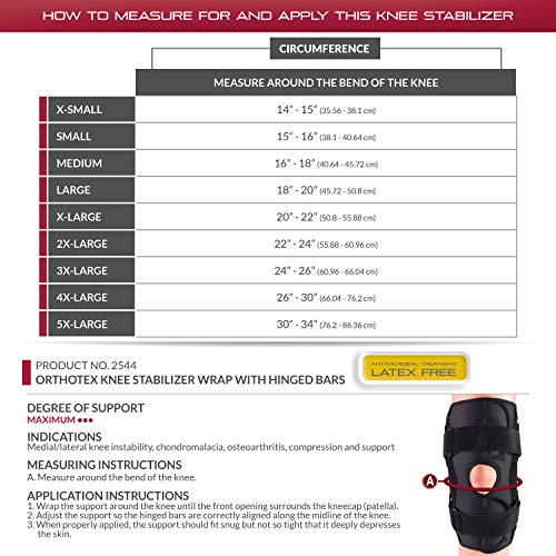 OTC Knee Stabilizer Wrap, Hinged Bars, Orthotex, Black, Small - Image 2