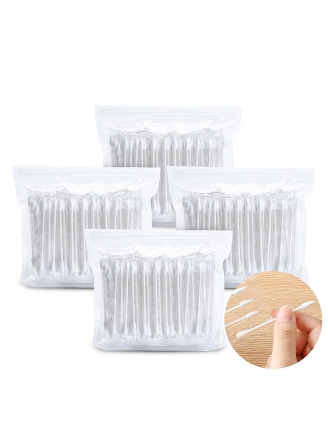KRIZJUES Cotton Swabs, Individually Wrapped Cotton Buds, 400 Count Biodegradable Cotton Tip Applicator Suitable for Ear, Beauty Care, Cleaning, Make-up（Round and Pointed Shape Cotton Heads） - Image 1