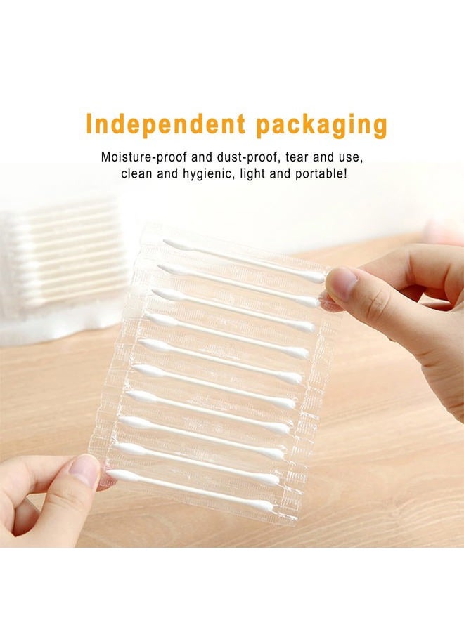 KRIZJUES Cotton Swabs, Individually Wrapped Cotton Buds, 400 Count Biodegradable Cotton Tip Applicator Suitable for Ear, Beauty Care, Cleaning, Make-up（Round and Pointed Shape Cotton Heads） - Image 2