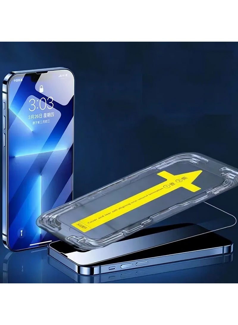 OQUERA iPhone 14 Screen Protector with Easy Application Installation Frame for Perfect Fit, Anti-Scratch, 9H Surface Hardness Crystal Clear, Reinforcement Edge, Auto Alignment Auto Adjustment  - Image 4