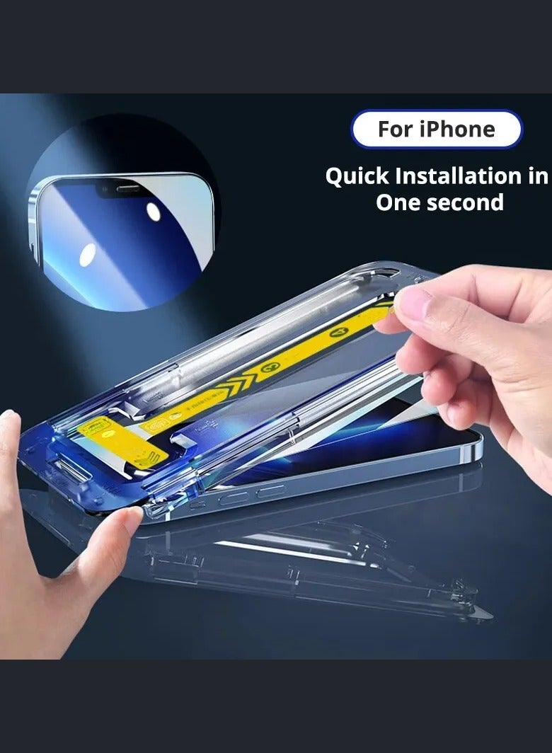 OQUERA iPhone 14 Screen Protector with Easy Application Installation Frame for Perfect Fit, Anti-Scratch, 9H Surface Hardness Crystal Clear, Reinforcement Edge, Auto Alignment Auto Adjustment  - Image 3