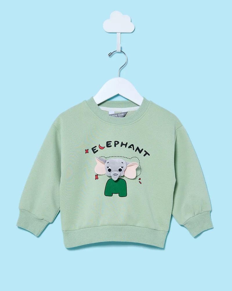 Redtag Infant Girls Green Teddy Sweatshirt