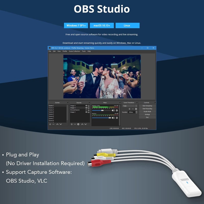 بطاقة التقاط الفيديو USB - VGB300 - نقل أشرطة VHS Hi8 8mm إلى الكمبيوتر الشخصي أو Mac عبر مدخل مركب أو S-Video لكاميرات الفيديو ومسجل الفيديو VCR/التقاط لألعاب Xbox 360 وPS3 - Image 4
