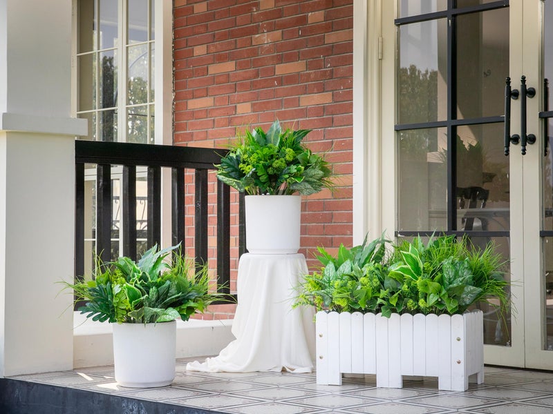 Green Moon 18 Bundles Artificial Plants Outdoor, Faux Bushes Plastic Fake Greenery Stems Shrubs UV Resistant for Indoor Outside Hanging Plants Front Porch Home Garden Window Box Spring Summer Decor - Image 3