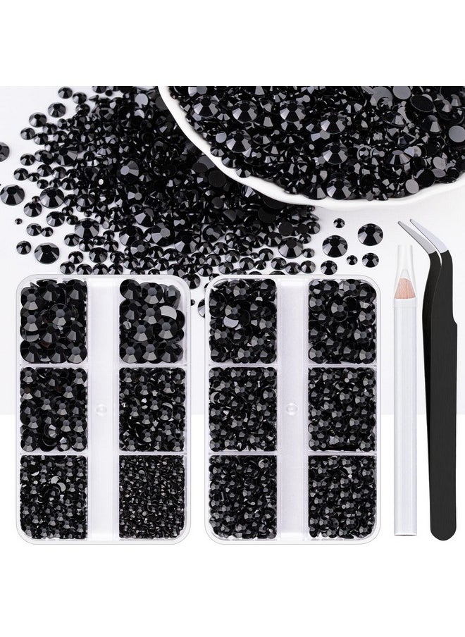 BELLEBOOST Resin Rhinestones Kits 23456Mm Flatback Jelly Rhinestones 2 Box Black Non Hotfix Crystal Gems For Diy Crafts Mugs Bottles Tumblers Clothes Makeup Nail Manicure  - Image 1