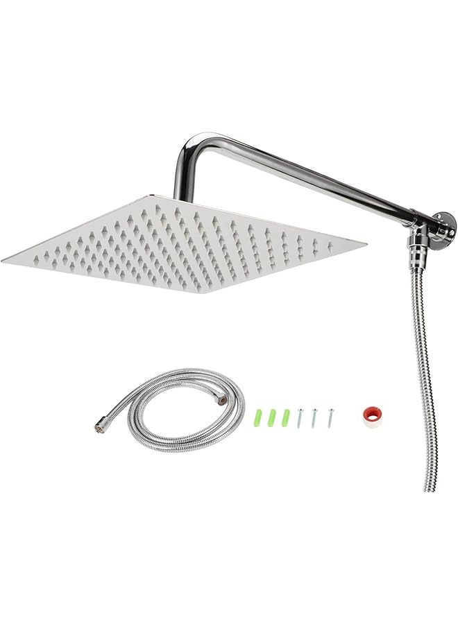 The Bros Shower Head, Electroplating Process Square Rainfall Shower Head, Wall Mounted for Home(Square nozzle 10 inch set) - Image 1