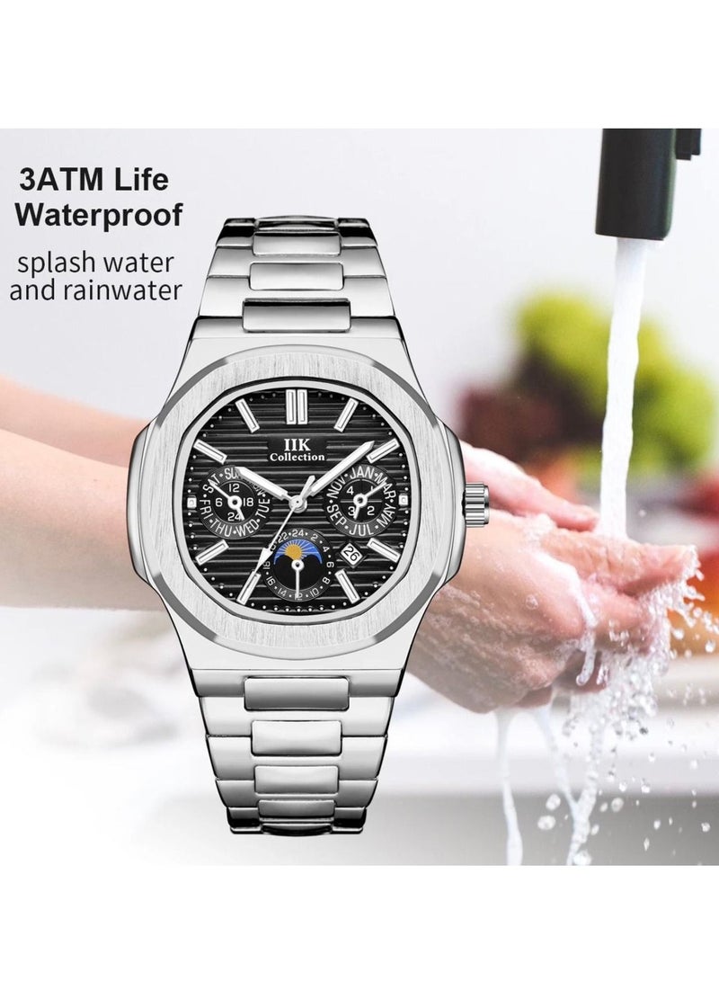 اي اي كيه كوليكشن ساعة يد رجالية من آيكي كوليكشن, سوار فضي مع ميناء أسود - Image 4