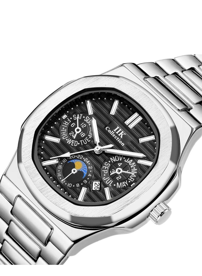اي اي كيه كوليكشن ساعة يد رجالية من آيكي كوليكشن, سوار فضي مع ميناء أسود - Image 3