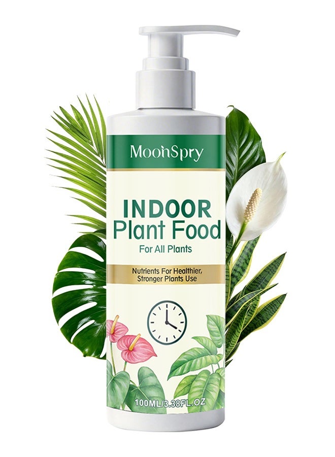 MOONSPRY Indoor Plant Food For All Plants, Liquid Fertilizer For Houseplants, Liquid Nutrient Concentrate, Liquid Plant Food New Growth, Greener Leaves, And Strong Roots, Root Growth Nutrient Solution, Liquid Plant Food For Houseplants, 100ml - Image 1
