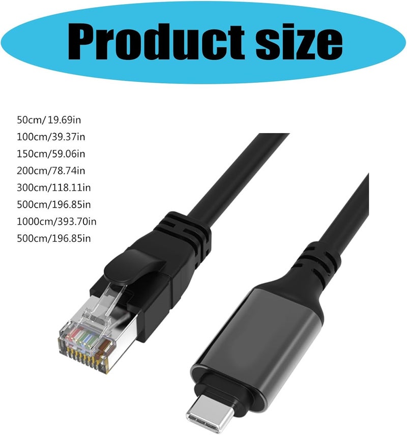 محول شبكة إيثرنت جيجابت RJ45 مع واجهات USB C بسرعة نقل بيانات 1000 ميجابت لأجهزة الكمبيوتر المحمولة والراوترات - Image 4