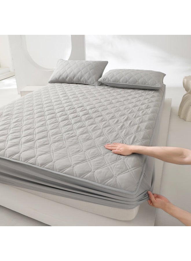 MLILY Mengbaihe Cotton Bed Sheet, Thickened Quilted Cotton Bed Cover, 100% Pure Cotton Bed Sheet, Mattress Protector, 150*200cm - Image 5