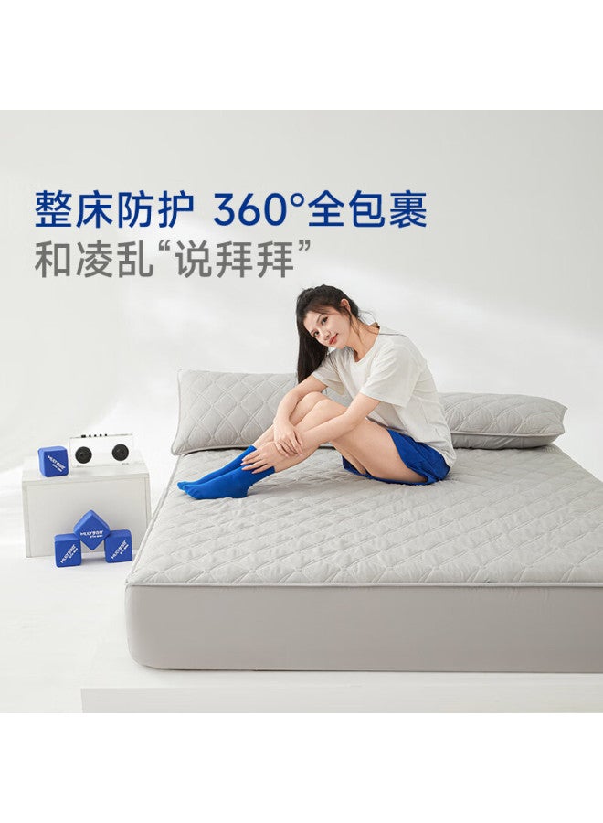MLILY Mengbaihe Cotton Bed Sheet, Thickened Quilted Cotton Bed Cover, 100% Pure Cotton Bed Sheet, Mattress Protector, 150*200cm - Image 2