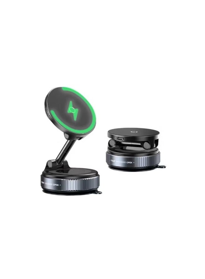 Magnetic Wireless Car Charger Mount K007S – Vacuum Suction & One-Handed Operation - Image 3