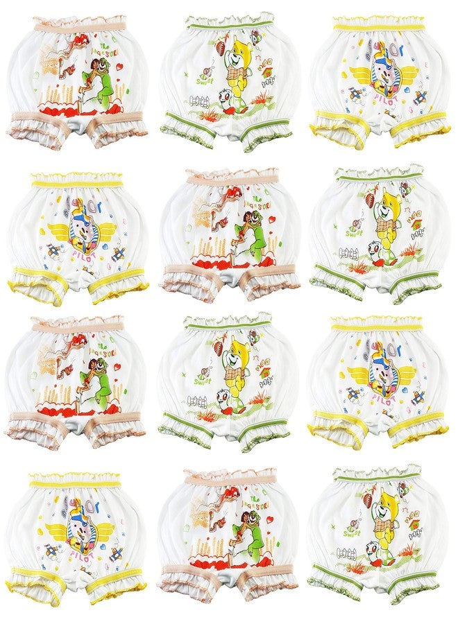 Style Girls/Boys & Kids Pure Cotton Cartoon Printed Bloomers/Panty White Colour(777- Pack of 12) - Image 1