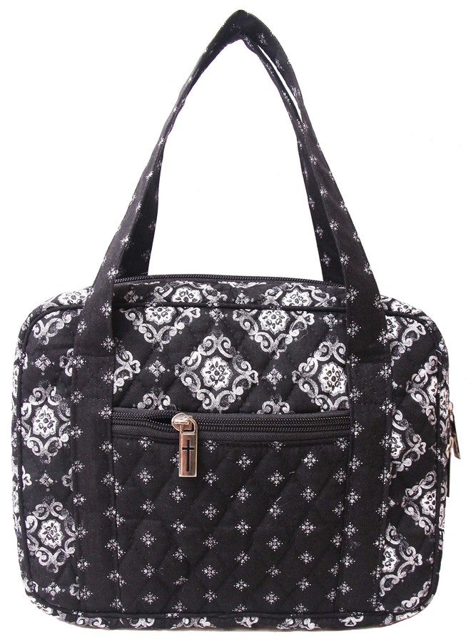 DIWI Quilted Bible Cover Large Sizes 10 X 7 X 2.75 Inches Bible Tote Good Book Case (L, C2 Deep Night) - Image 1