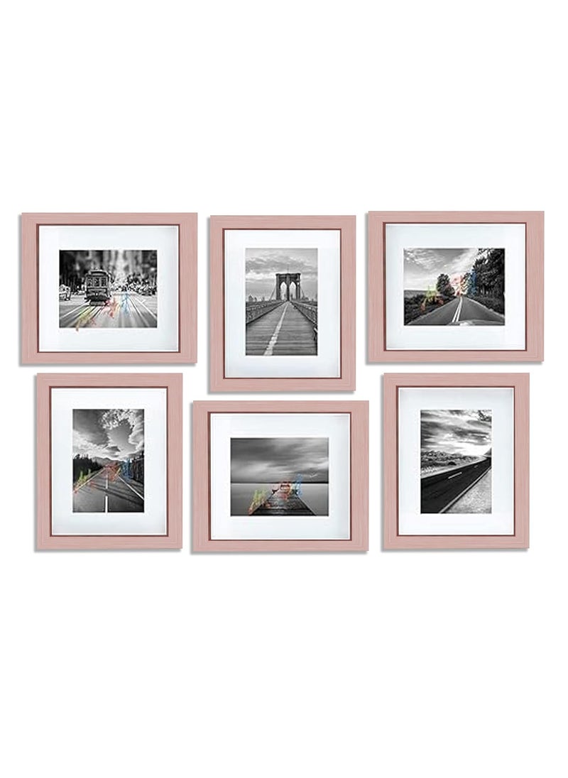 Art Street - Art Street Decorative Pink Individual Wall Photo Frame For Living Room, Bedroom, Offices - Set of 6 (6"x8" Picture Size matted to 4"x6") - Image 1