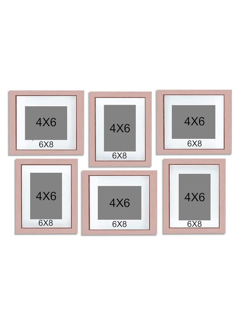 Art Street - Art Street Decorative Pink Individual Wall Photo Frame For Living Room, Bedroom, Offices - Set of 6 (6"x8" Picture Size matted to 4"x6") - Image 1