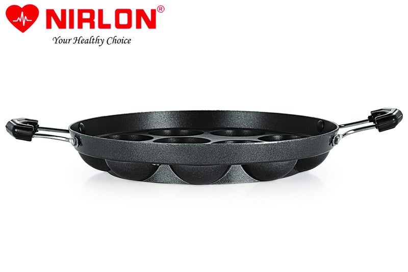 Nirlon Non-Stick Aluminium 12 Cavity Appam PatraPaniyarakkal | Paniyaram | Appam Pan | Pan Cake Maker | Ponganal Maker | Kuzhi Paniyaram | Paddu Tawa with 2 Side Handle[3 mm_Classic AP12_No_LID] - Image 4