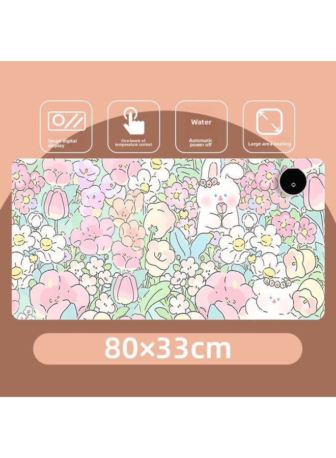 Cartoon Heating Hand Warmer Wrist Pad Mouse Pad Computer Hand Pad Leather Table Pad Keyboard Pad Shortcut Key Mouse Pad-Color:330*800*1.8mm-Pattern:L-1359 - Image 1