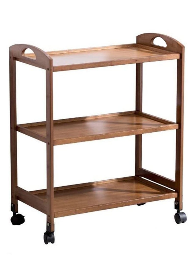 LINGWEI Bamboo Serving Cart Food Serving Trolly - Image 5