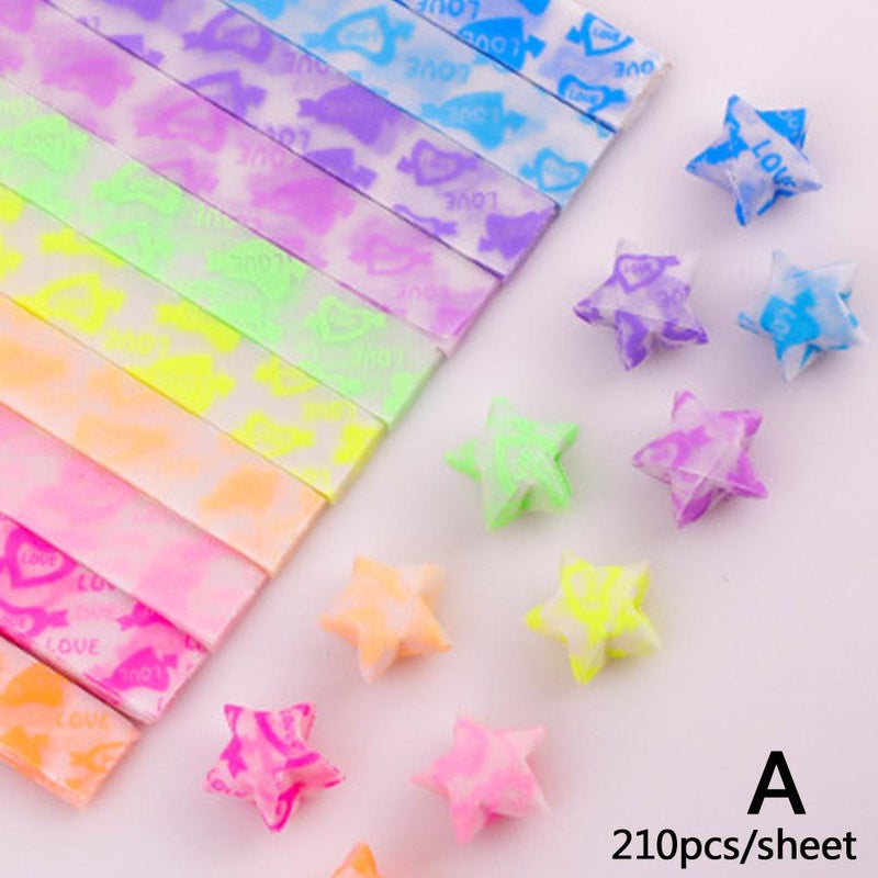 210pcs Glow-in-the-Dark Star Origami Set: DIY Star Paper Strips for Making Lucky Stars. - Image 3