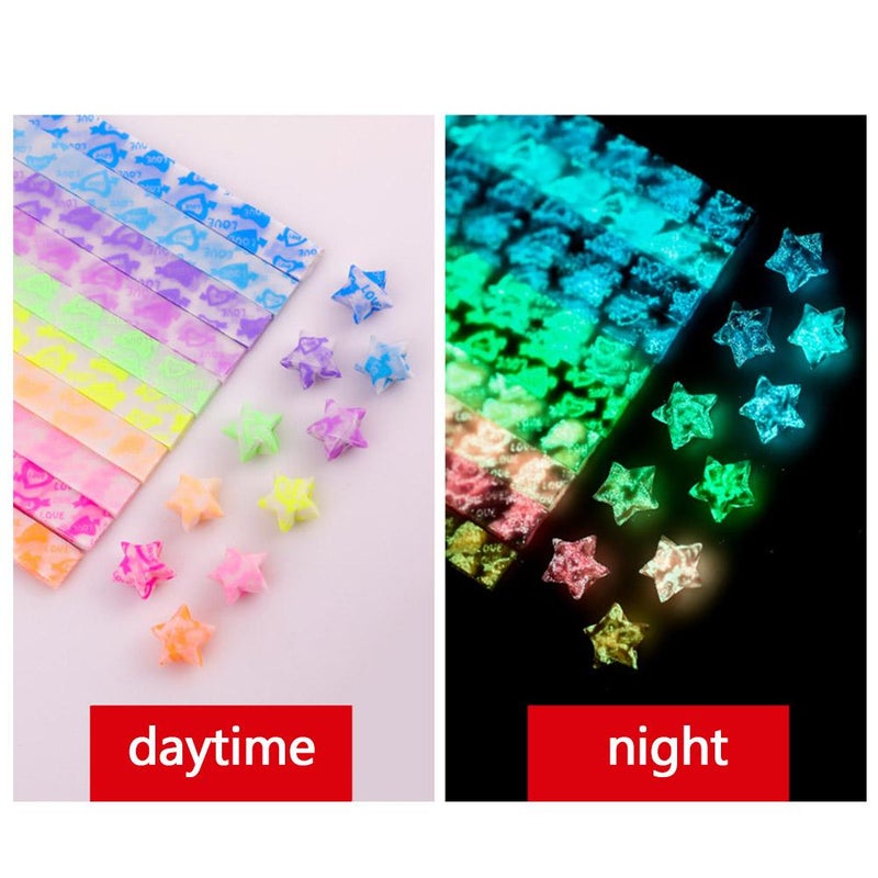 210pcs Glow-in-the-Dark Star Origami Set: DIY Star Paper Strips for Making Lucky Stars. - Image 4