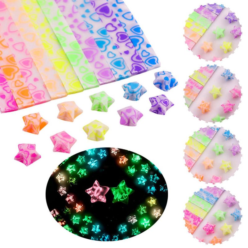 210pcs Glow-in-the-Dark Star Origami Set: DIY Star Paper Strips for Making Lucky Stars. - Image 2