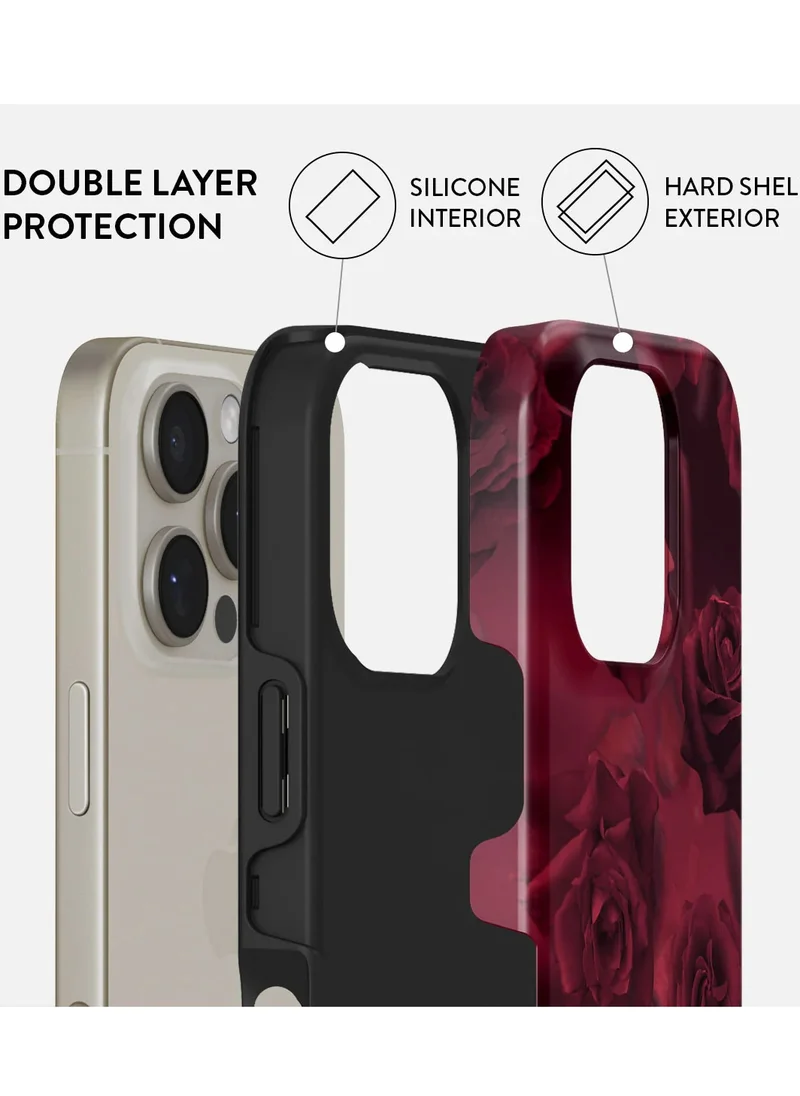 BURGA Luxury Styled Rose iPhone 16  Pro Max Case Compatible with Double Layer Silicone Protective Case Femme Fatale