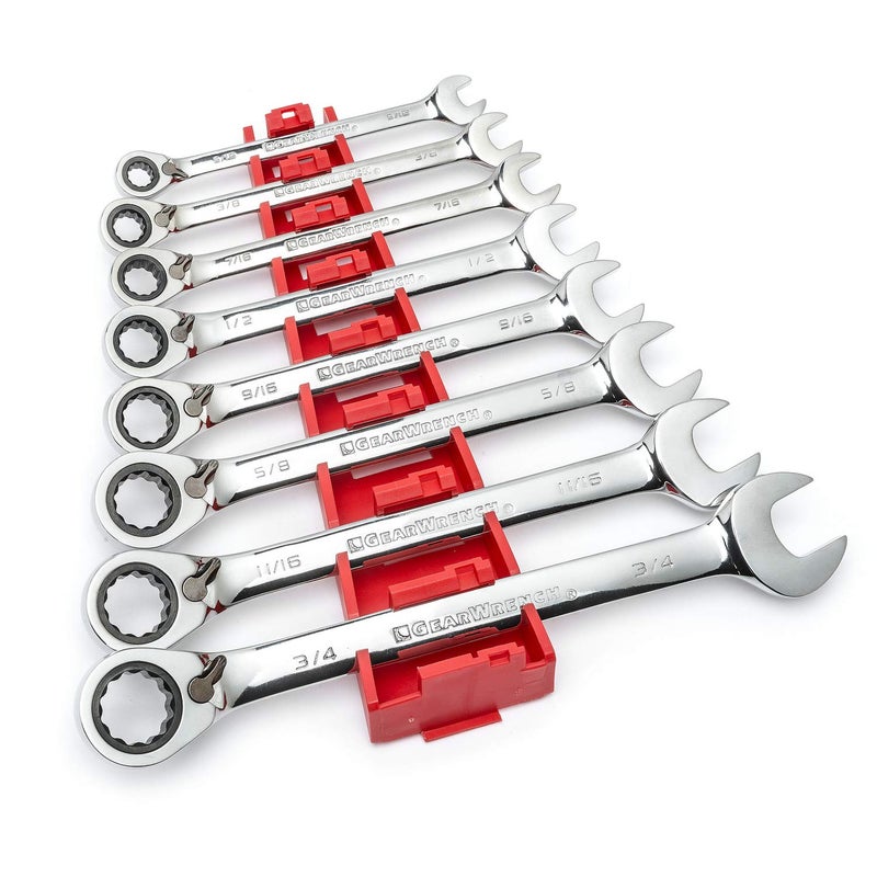 GEARWRENCH 8 Piece 72-Tooth 12 Point Reversible Ratcheting Combination SAE Wrench Set | 9533N - Image 3