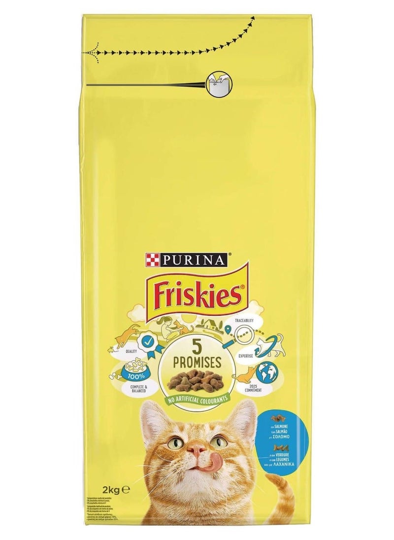 PURINA Purina Friskies Cat Dry Food With Salmon And Vegetables Complete & Balanced Nutrition 2Kg  - Image 1