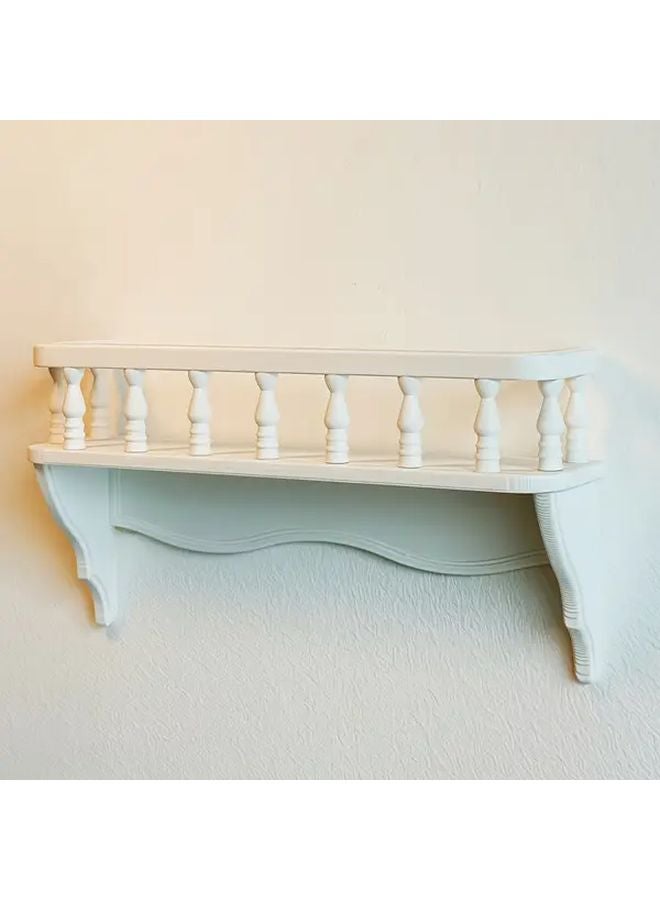 White Balcony Ledge Miniature Dollhouse Wall Shelf European Style Ornate Mantel - Image 1