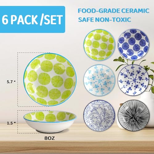 HAPPY KIT Ceramic Cat Bowls with Non-Slip Silicone Bottom,Prevent Whisker Fatigue,Reduce Mess,Wide Cat Bowls for Indoor Cats,6 Colorful Set for Daily Feeding Gift Choice - Image 2