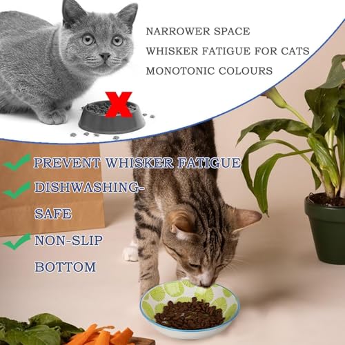 HAPPY KIT Ceramic Cat Bowls with Non-Slip Silicone Bottom,Prevent Whisker Fatigue,Reduce Mess,Wide Cat Bowls for Indoor Cats,6 Colorful Set for Daily Feeding Gift Choice - Image 5