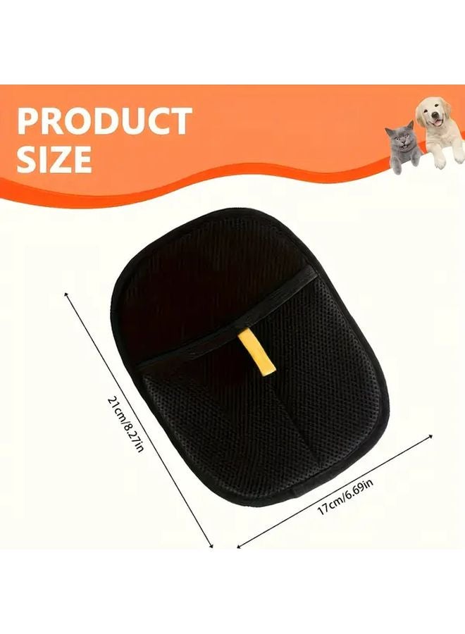 قفازات إزالة شعر الحيوانات الأليفة السوداء - مزيل فراء القطط والكلاب مزدوج الجوانب للأرائك والسجاد - Image 3