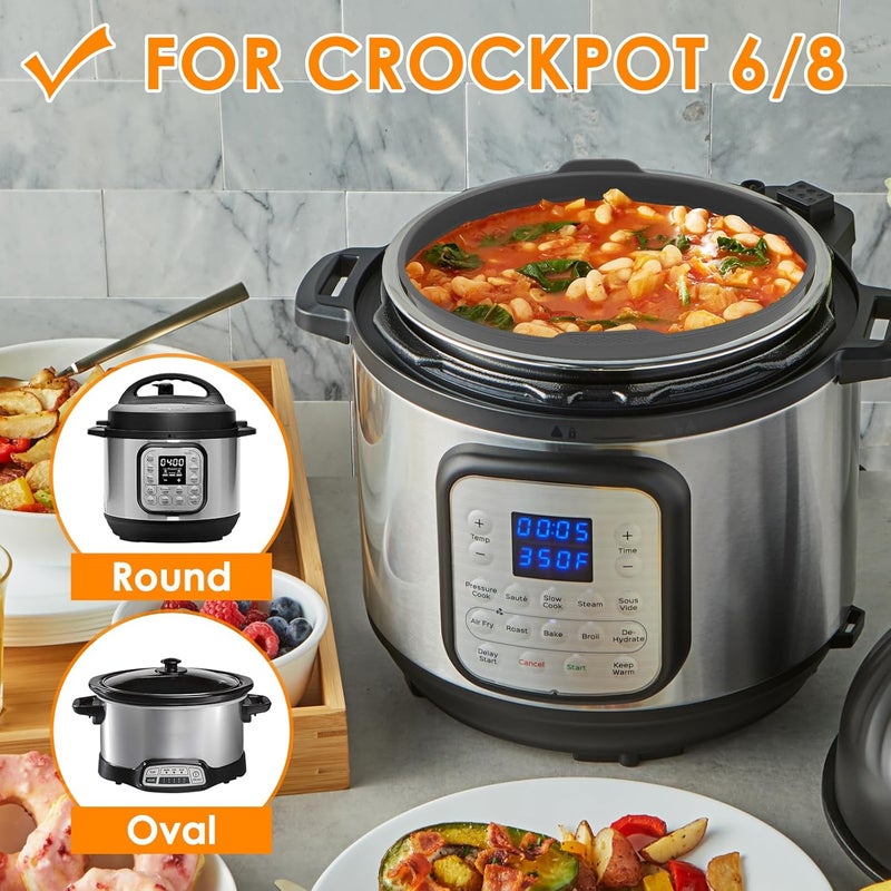 windforgecraft 3 Pcs Silicone Slow Cooker Liners Separating Food for Slow Cooker Reusable Slow Cooker Divider Slow Cooker Divider Liner With Crock Pot 6-8 QT for Holidays Catering Parties Home Dinner - Image 4