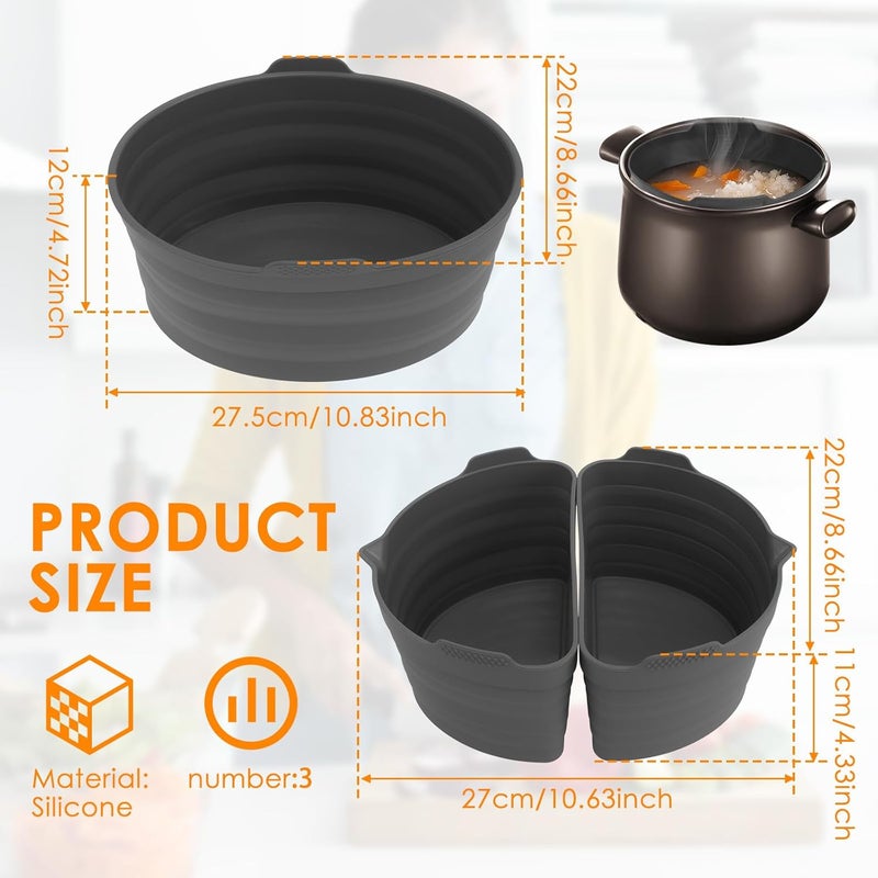 windforgecraft 3 Pcs Silicone Slow Cooker Liners Separating Food for Slow Cooker Reusable Slow Cooker Divider Slow Cooker Divider Liner With Crock Pot 6-8 QT for Holidays Catering Parties Home Dinner - Image 2