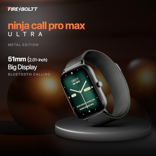 Fire-Boltt Ninja Call Pro Max Ultra Bluetooth Calling Smart Watch, 2.01”HD Display, AI Outfit Watch Face, 2 Looks in 1 Watch, Extra Straps at ₹99, 120+ Sports Modes, Smartwatch for Men & Women (Black) - Image 2